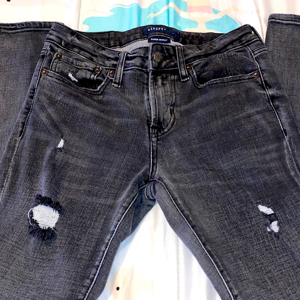 Aeropostale Faded black/grey teen/mens super skinny jeans